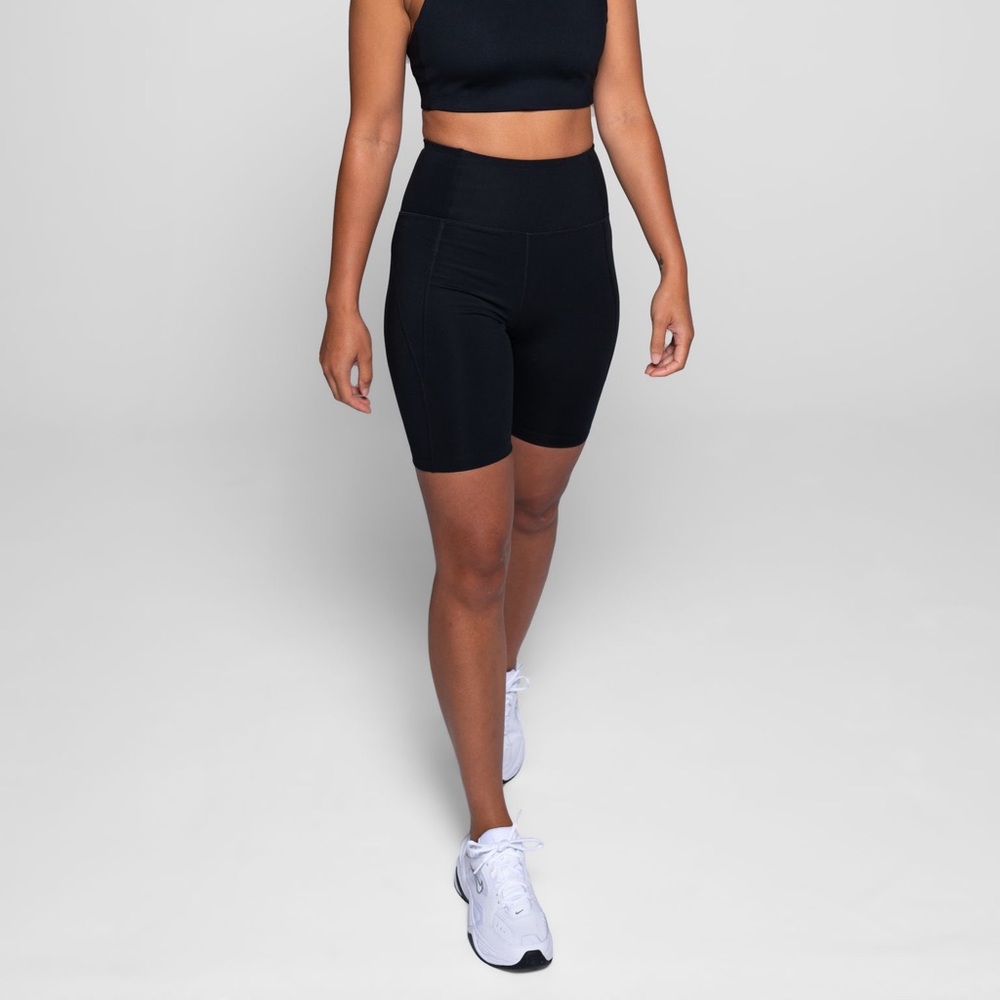 Girlfriend collective black high rise bike shorts